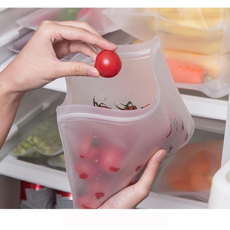 Silicone Food Storage Containers Leakproof Containers Reusable Stand Up Zip Shut Bag Cup Fresh Bag Food Storage Bag - Steal Deals